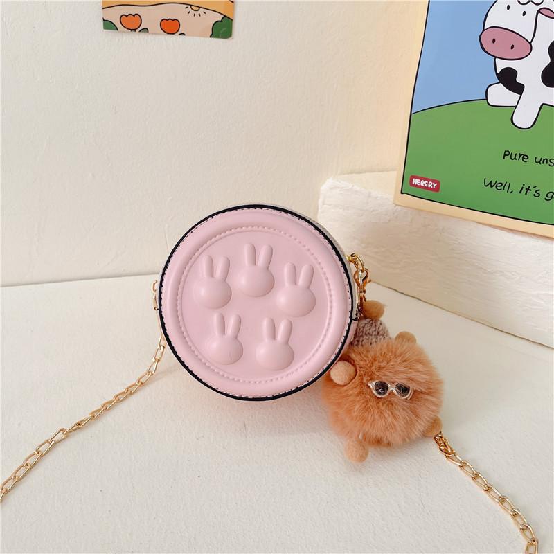Модная детская мультяшная мини-сумка на плечо с кроликом, очаровательная сумка через плечо с цепочкой розовый