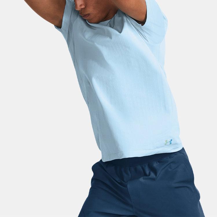 Under Armour T Shirts Men's Blue Crew Neck Moderate Straight Fit 1373724-490