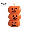 Spooky Holiday Home Accents Halloween 3 Tier Stacked Pumpkin Candle Light, Flickering Flameless LED Fall Atmosphere Ornaments Candle, Battery Operated