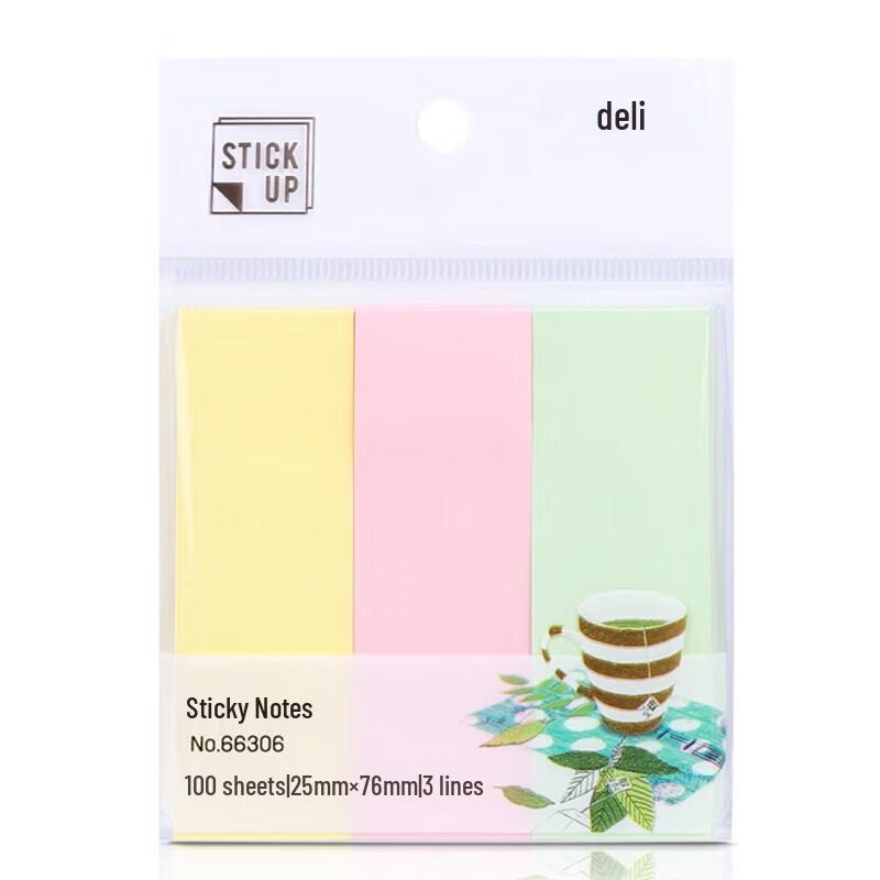 Deli 3-Color Striped Sticky Notes 76x25mm