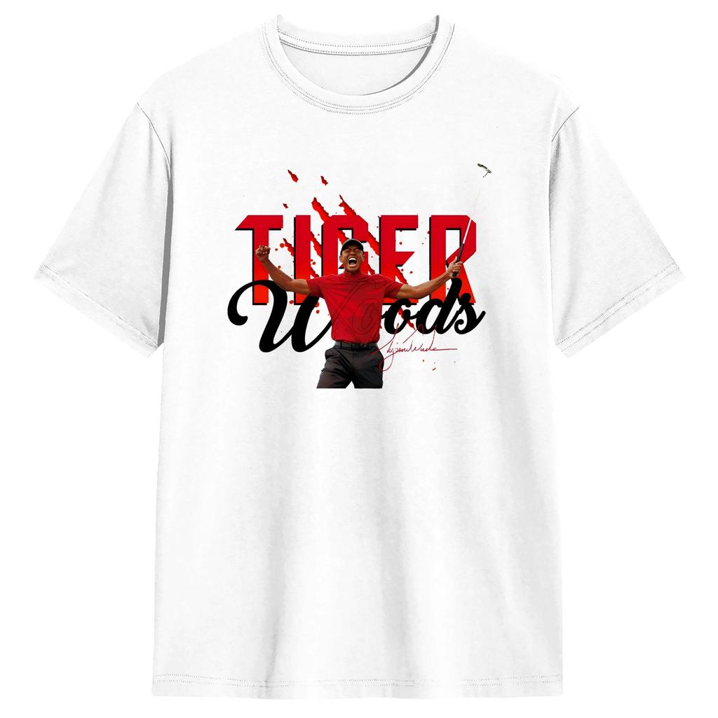 Tigers WWoods Art Cotton TShirt For Unisex Summer Y2K Basic TShirts Novelty Tees Oversize Loose Clothes