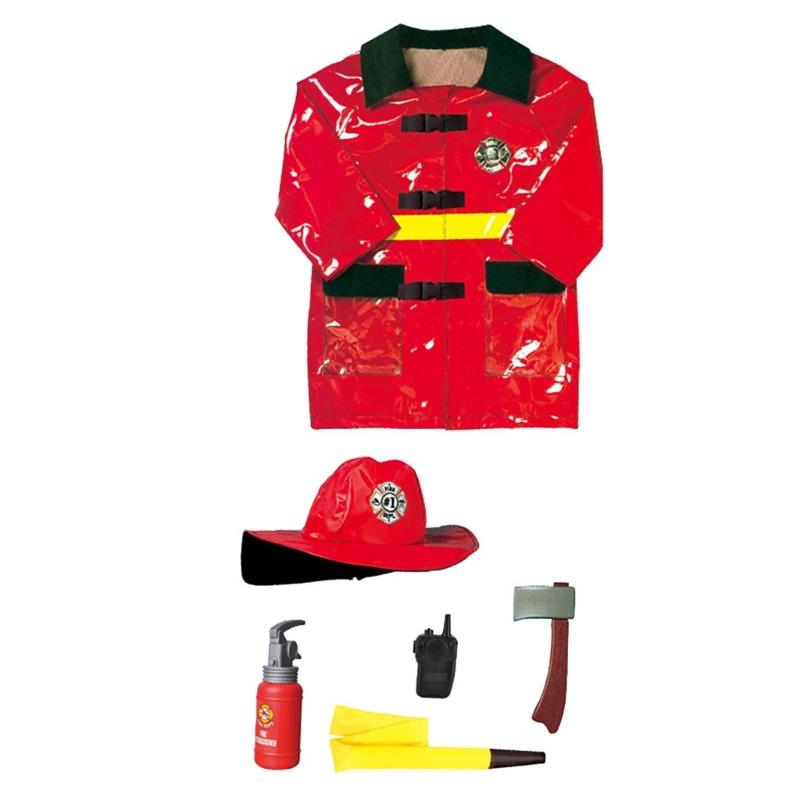 Kids Builder Worker Costume Halloween Fireman Dress up Outfits with Role Play Tool Accessories for Ages 3-12 Boy Girl