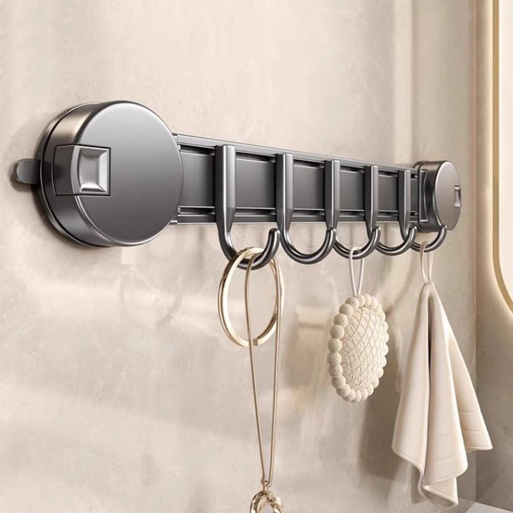 4/5/6 Hooks Vacuum Adsorption Hooks Simple Door Hanging Clothes Hook Robe Coat Hangers Bathroom