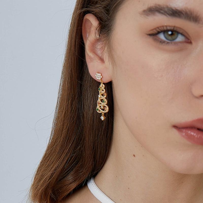Korean Zircon Christmas Tree Earrings Rhinestone Crystal Star Drop Earring Gift