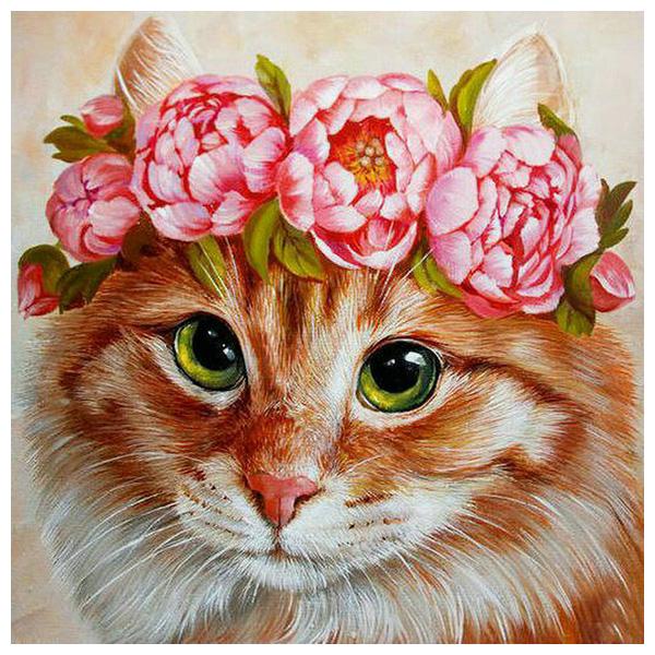 DIY 3D kulatá diamantová malba Zvířecí kočky Výšivka Cross Craft Stitch Home Decor