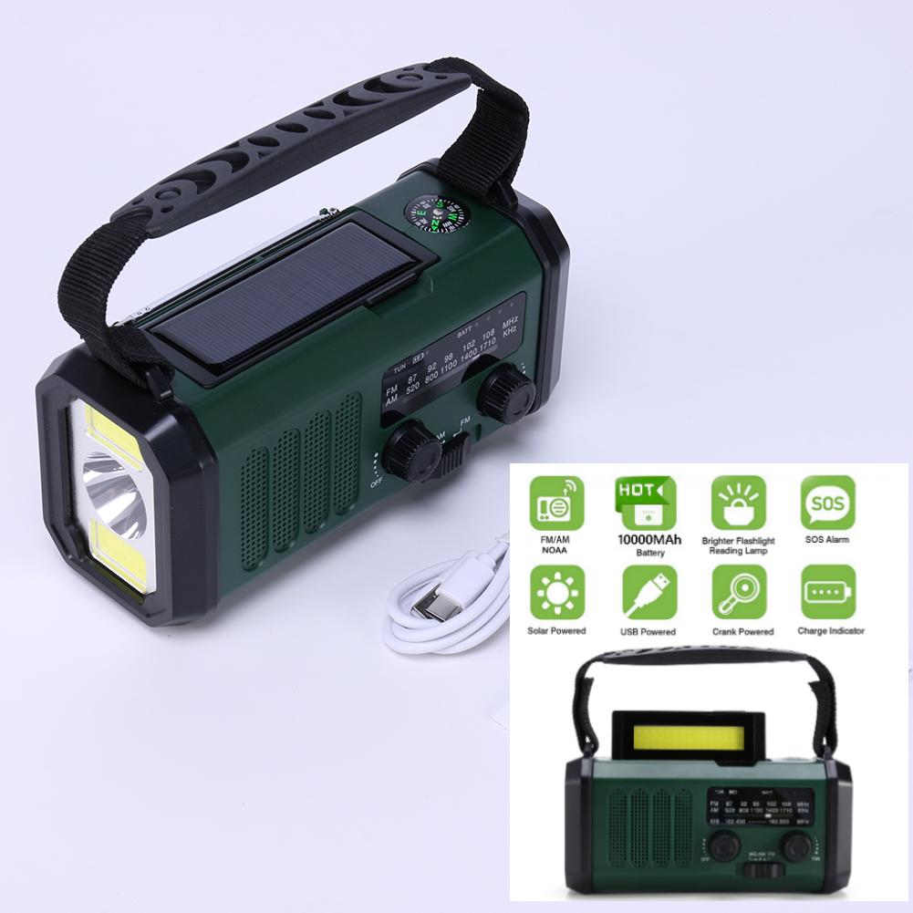 Portable  Solar Hand Crank Radio AM/FM/NOAA Weather Radio with Cell Phone Charger LED Flashlight 10000mAh Emergency Radio