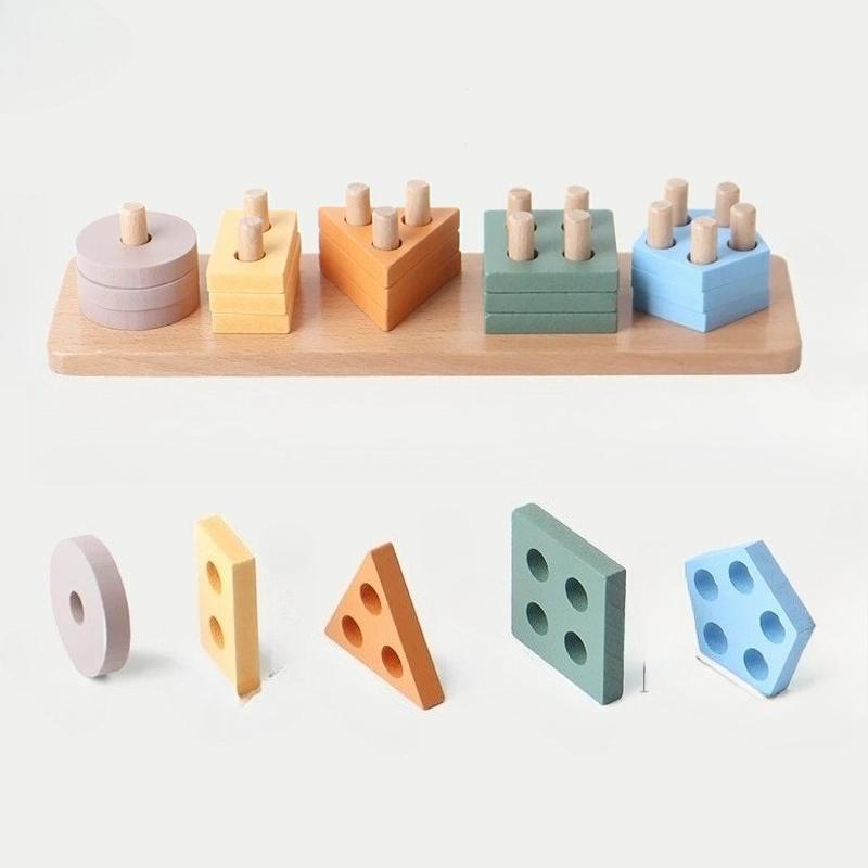 Montessori Wooden Sorting and Stacking Toys Educational Learning Preschool Color Recognition Shape Sorter Puzzles for Kids Gifts