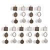60pcs Metal Round Oval Pendant Base Tray Glass Domes Sheet Jewelry DIY Tool Accessory