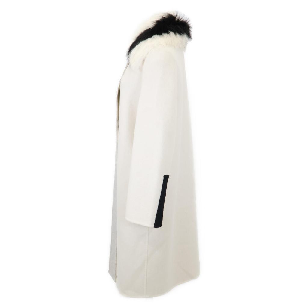 FENDI [Good condition/domestic regular] FFP13314XF0502 100% cashmere with fox fur collar coat 36 IvoryUsed