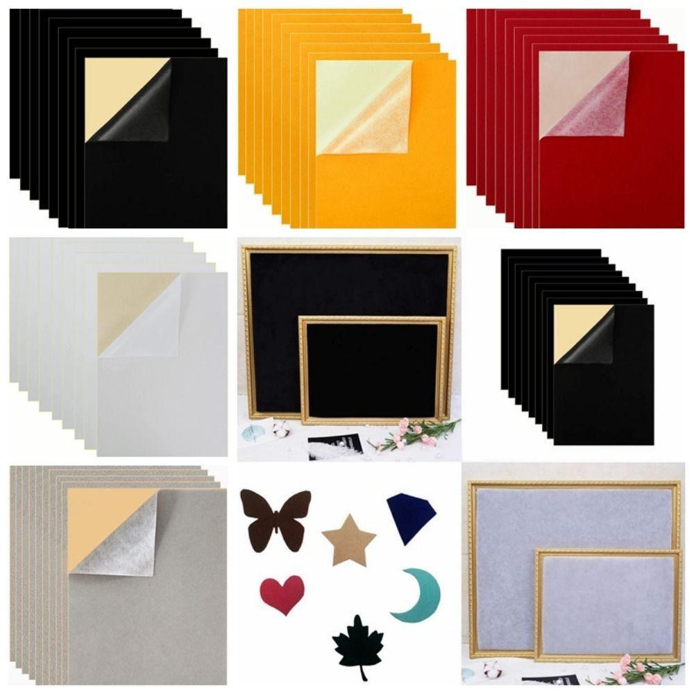 10pcs/set Peel and Stick Velvet Self Adhesive Felt DIY Craft Handmade A4 Quilting Fabric Soft Sticky Back Sheet