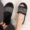 Fashion Luxury Glitter Strap Faux Fur Slippers Women 2025 Winter Round Toe Soft Thick Bottom Cotton Slides Fashion Short Plush Slippers