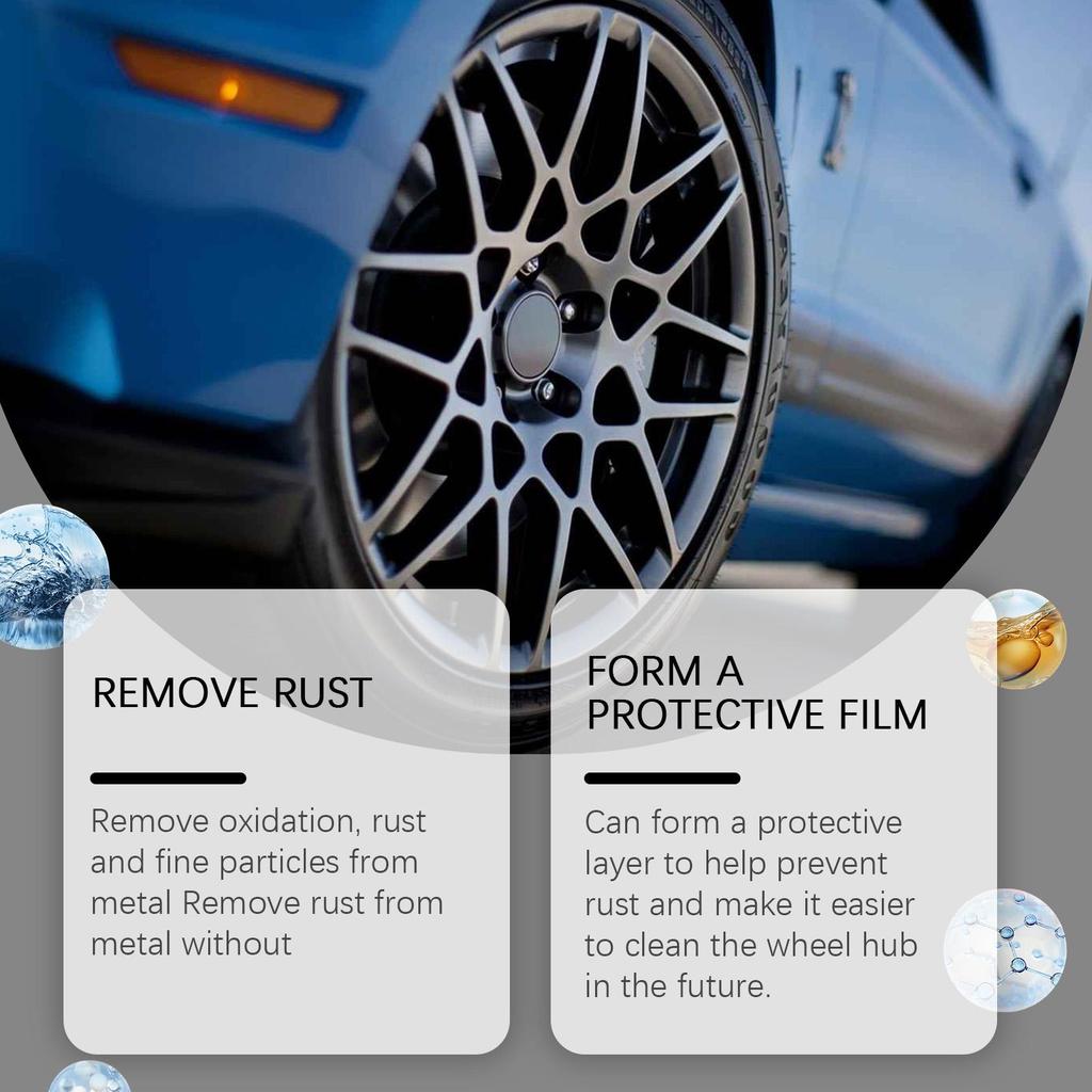 RAYHONG Spray do usuwania rdzy i czyszczenia kół 120ml - Usuwanie rdzy z opon samochodowych, Polerowanie, Odnawianie i Czyszczenie - Skuteczny odplamiacz