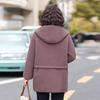 Mom's Winter Particle Fleece Hooded Jacket: Velvet-Thickened, Lambswool Cardigan for Middle-Aged and Elderly Women