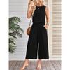 Women Summer Casual Sleeveless Vest Wide Leg Cropped Pants Two Piece Set