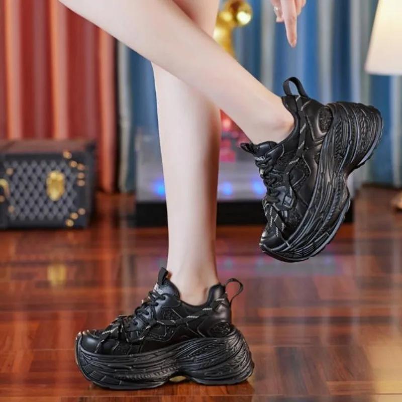 Fashion 8cm New Air Mesh Breathable Summer Spring Autumn Chunky Sneakers Platform Shoes Women Fashion Sneakers Wedge Women Casual Shoes