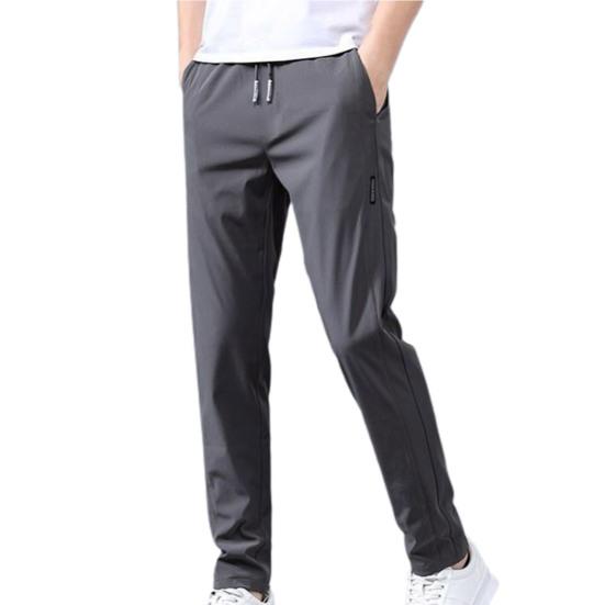 Men Pants Elastic Waist Trendy Polyester Casual Drawstring Men Trouser for Street Wear