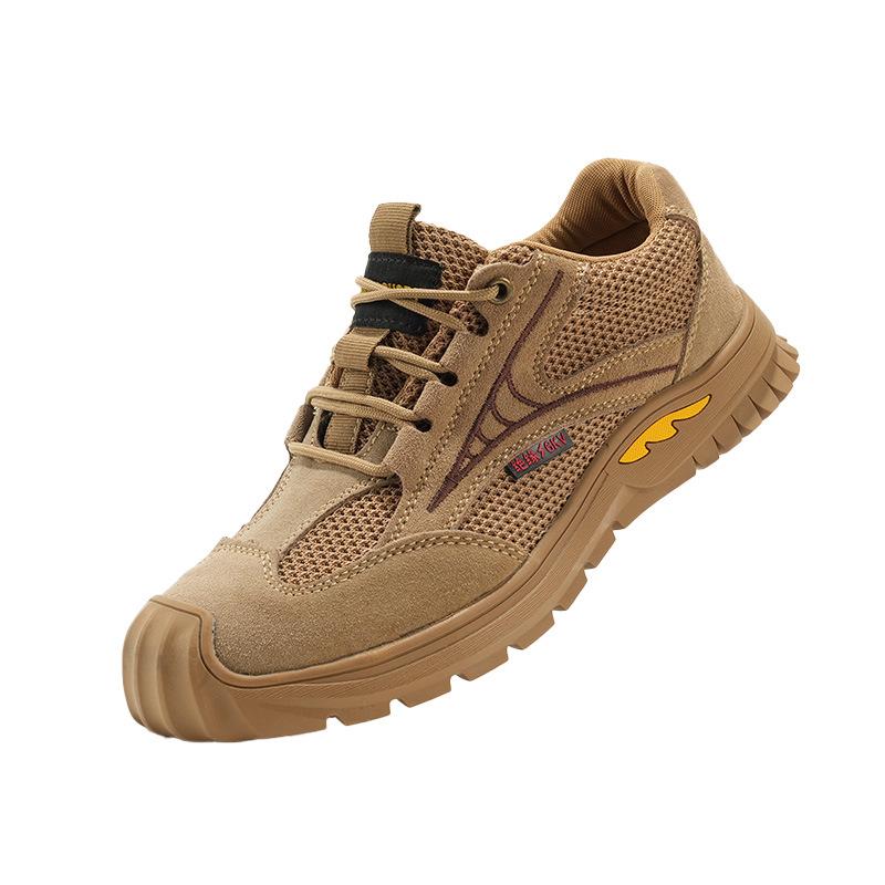 

Легкие мужские рабочие туфли со стальным носком: Воздухопроницаемый, противоударный, противопрокольный Khaki 36