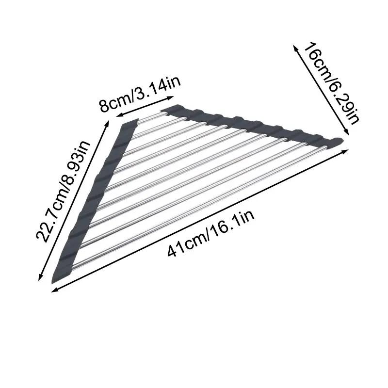 Kitchen Sink Water Filter Rack Foldable Triangular Sink Storage Rack Drain Rack Stainless Steel Storage For Bowls And Chopsticks