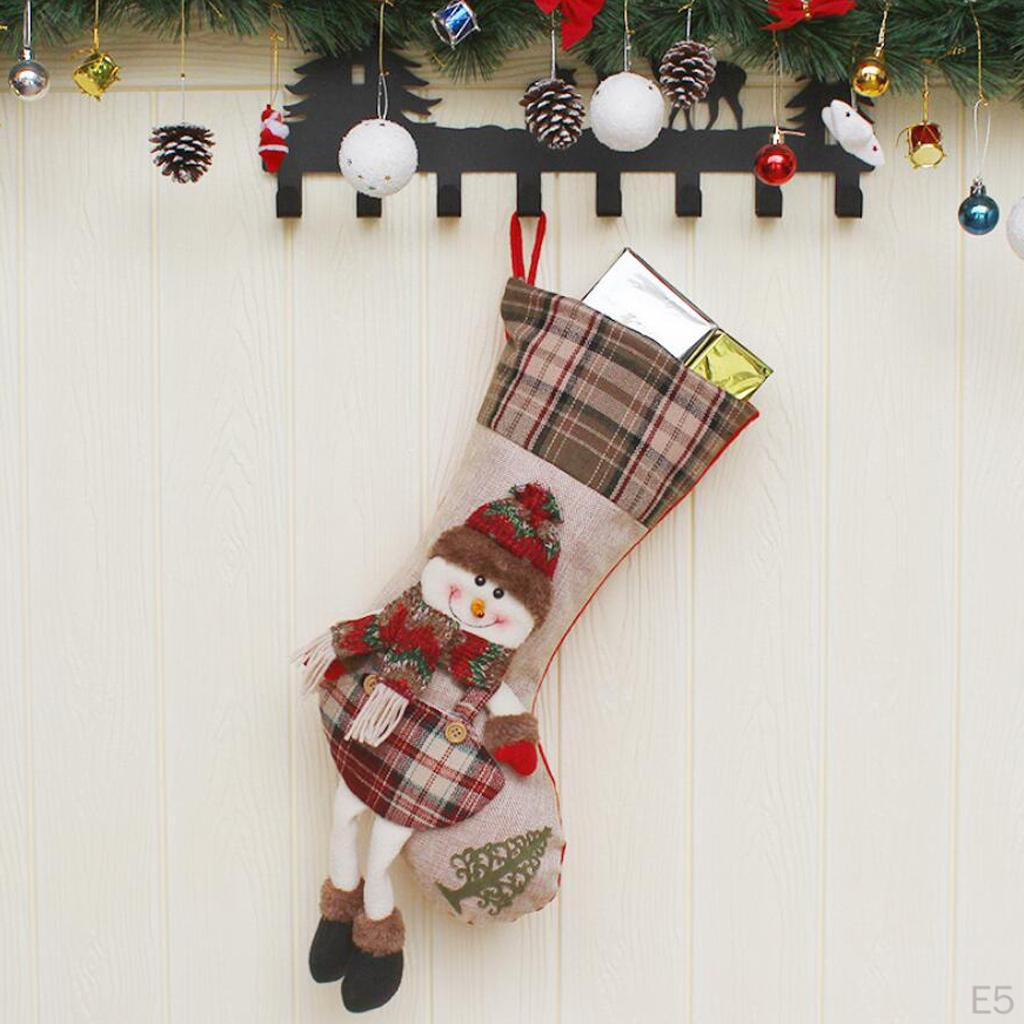 Santa Claus Snowman Elk Bottom Plaid Candy Bag Decoration