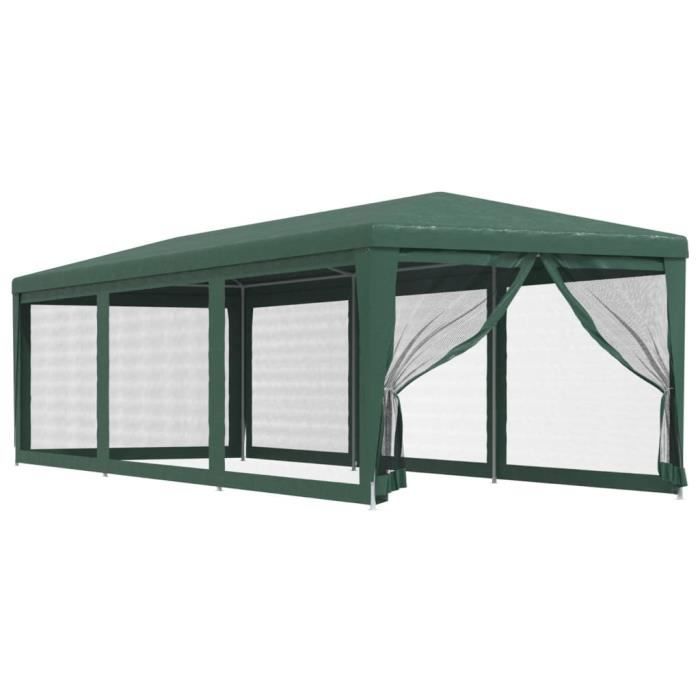 319243 vidaXL Tente de fête avec 8 parois latérales en maille Vert 3x9 m PEHD