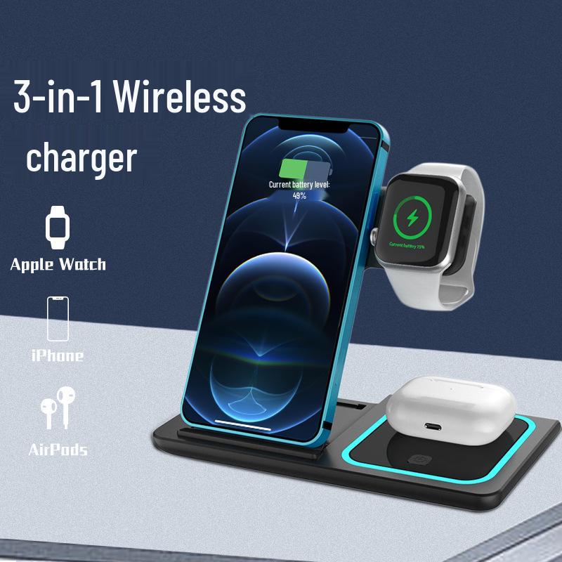 Cross-border Wireless Charger for Apple Mobile Devices: Stand, Vertical, Three-in-One Fast Charging