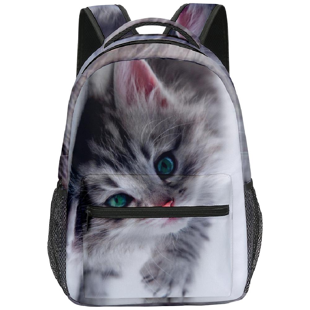 Cartoon Novelty Kpop Youthful School Bags Unisex Cat Pattern Travel Bags 3D Print Oxford Waterproof Notebook Shoulder Backpacks