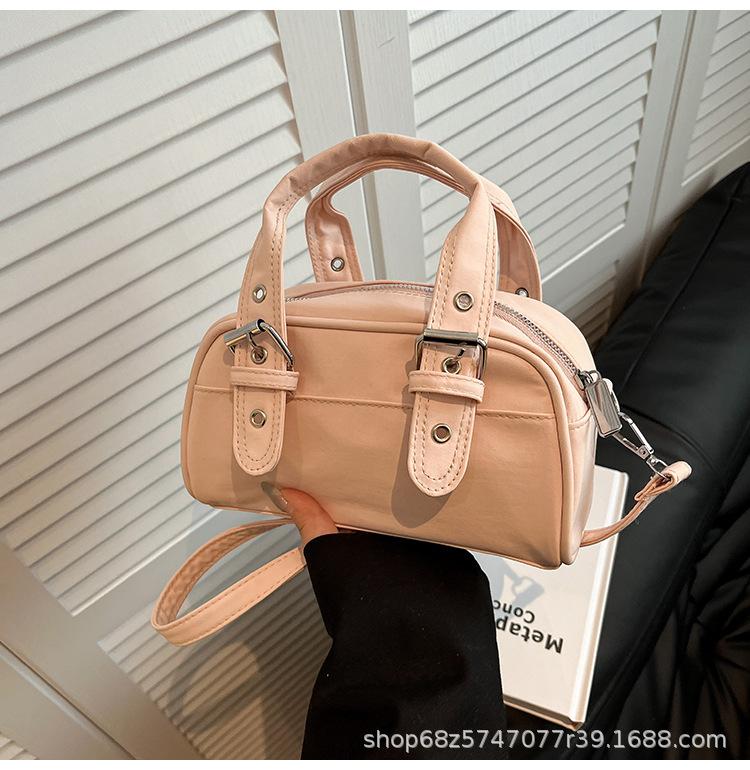 Korean version of mobile phone small square bag high-end new nylon small handbag fashionable solid color stereotype crossbody Boston bag