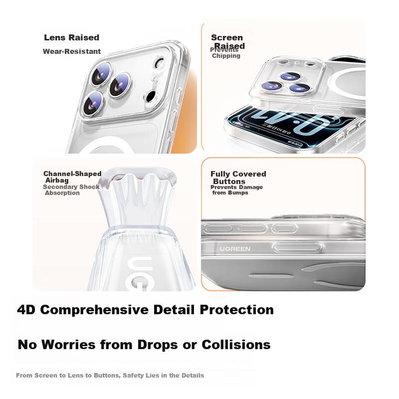 IPhone 17 Pro Case, 17 Pro Protective Cover, Magnetic Case, Airbag Shockproof, Ultra-Thin Heat Dissipation, Transparent Simple Desig