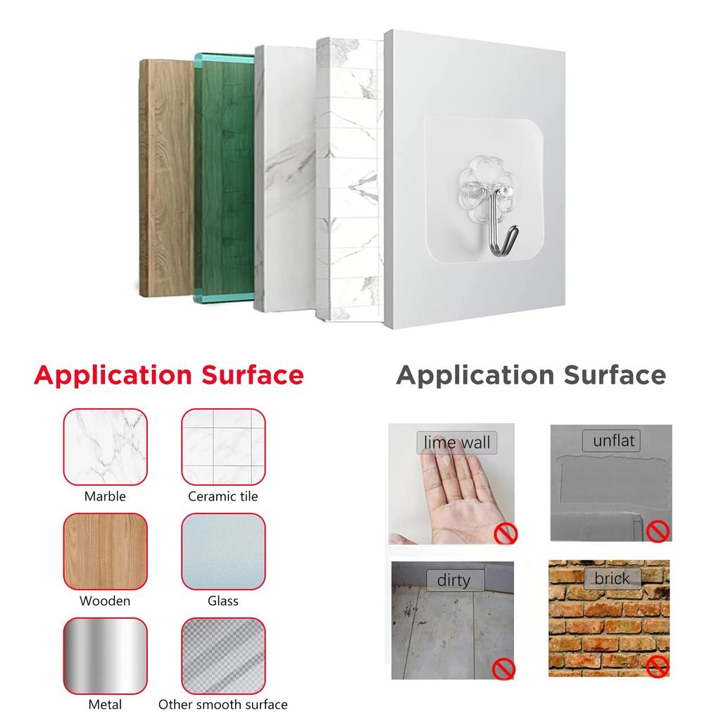 5/10/20pcs Adhesive Hooks for Hanging On Wall or Ceiling, Heavy Duty, Clear, Damage Free, Stick On Hangers for Kitchen Bathroom