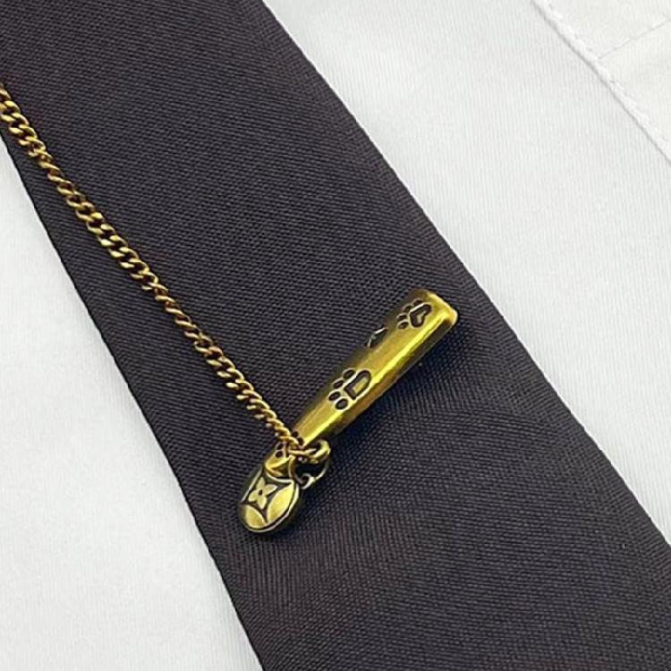 Vintage Metal Bear Pin Necktie for Women Men Preppy Student Japanese Pre Tied Adjustable Ties for Uniform School Shirt
