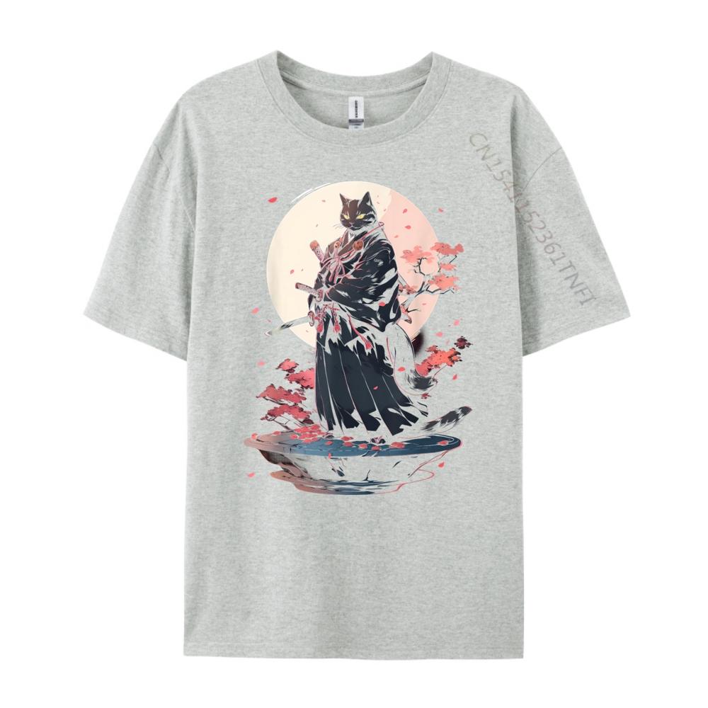Cat Samurai Ninja Cat Samurai Art Ukiyo E Grahpic Tee Shirt Breathable Mens Clothing Deals Street