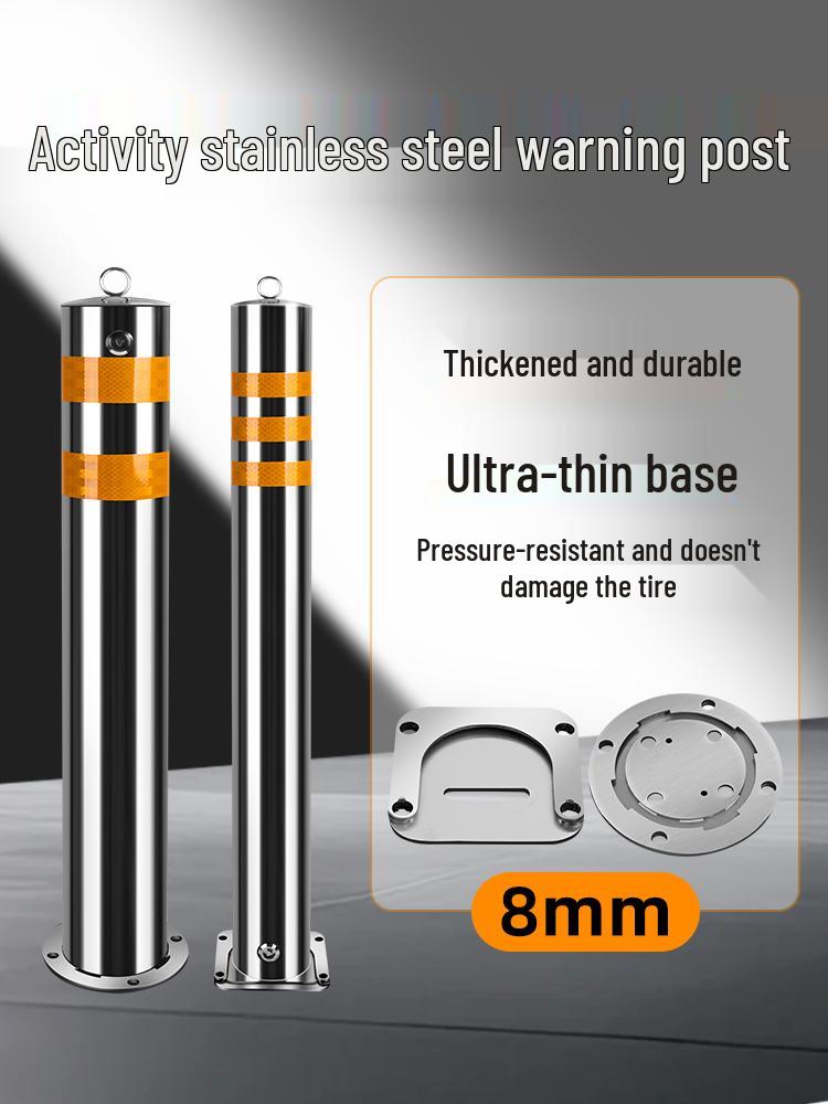 Stainless Steel Reflective Bollard: Thickened Anti-Collision Road Post, 304 Steel Parking Space Isolation Post.