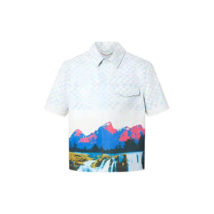 Louis Vuitton Landscape Short Sleeved Denim Shirt 1AA5C2