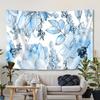 Bohemian Watercolor Floral Wall Tapestry Blue Botanical Art Hanging Decor for Living Room and Bedroom Home Ornament
