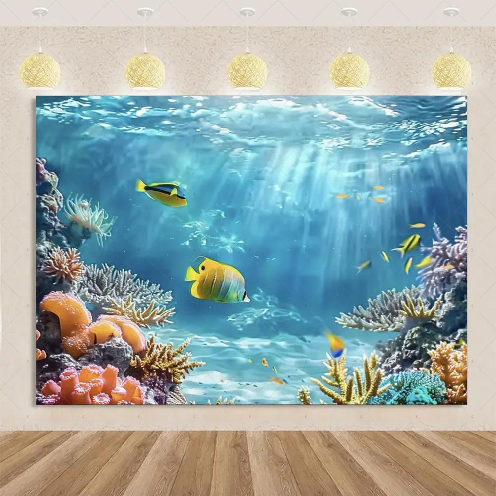 Marine Life Exploration Ocean Theme Series Birthday Party Decoration Background Cloth Gift Underwater Banner Photography Studio