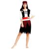 Adult Womens Trendy Red And Black Pirate Costume Dress Featuring Striking Skeleton Theme