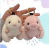 Cute Rabbit Keychain Ring Fluffy Fur Pompon Bunny Trinket Key Chain Charm Key Ring On Bag Car Key Pendant Gift for Girl
