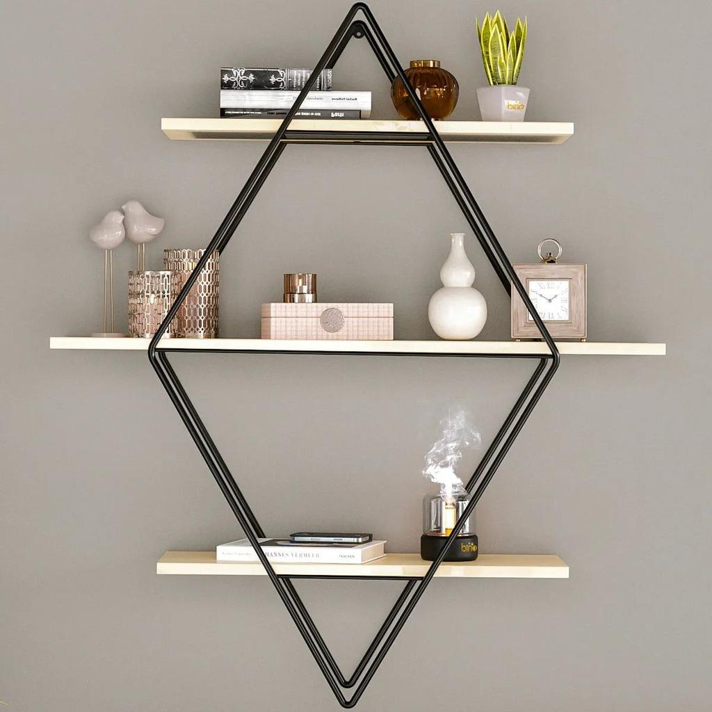 3 Tiers Decorative Prism Wall Shelf Large Size Modern Design Kitchen Bathroom Wall Shelf Organizer Bookshelf