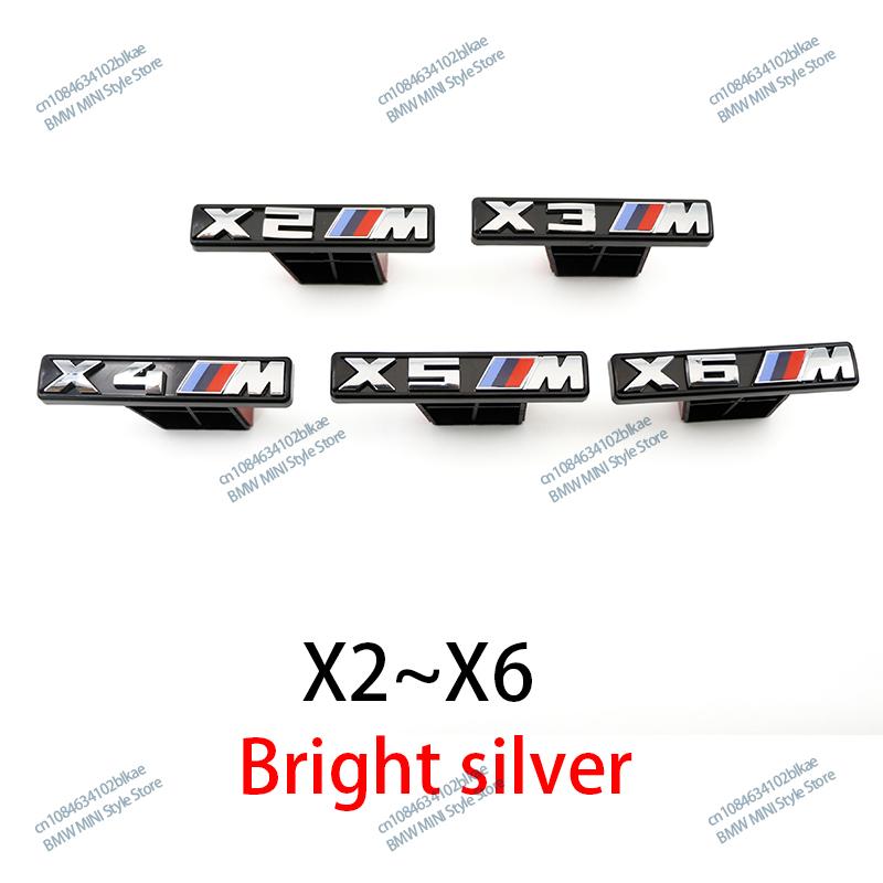 BLS1 For BMW M Power X5 X6 Front Grille Emblem X3 X4 Gloss Black White 3D ABS Logo X2 Performance Badge Auto Car Exterior Accessories