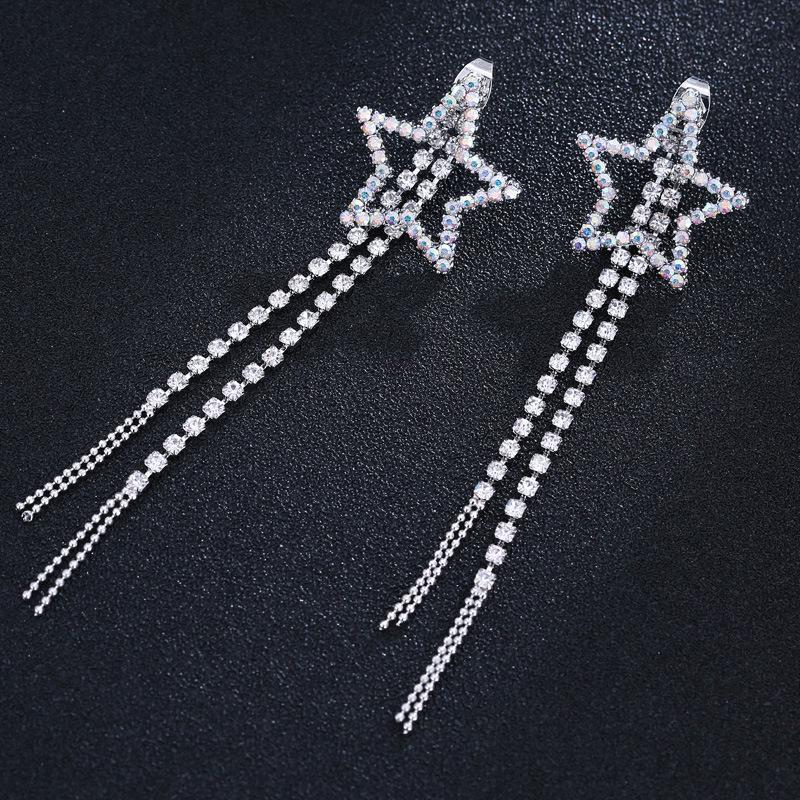 Bean Studs: Retro Five-Pointed Star Korean Tassel Earrings for Women