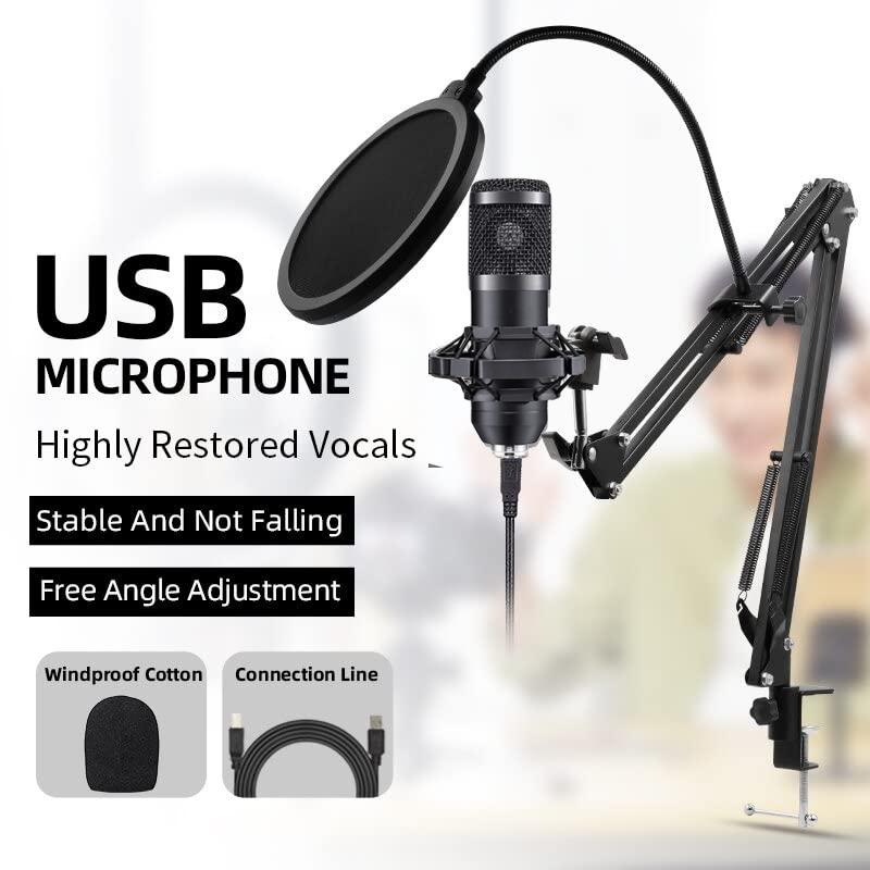 Microphone Studio Professional Live Broadcast Singing Recording Microphone Kits with Suspension Scissor Arm & Metal Shock Mount