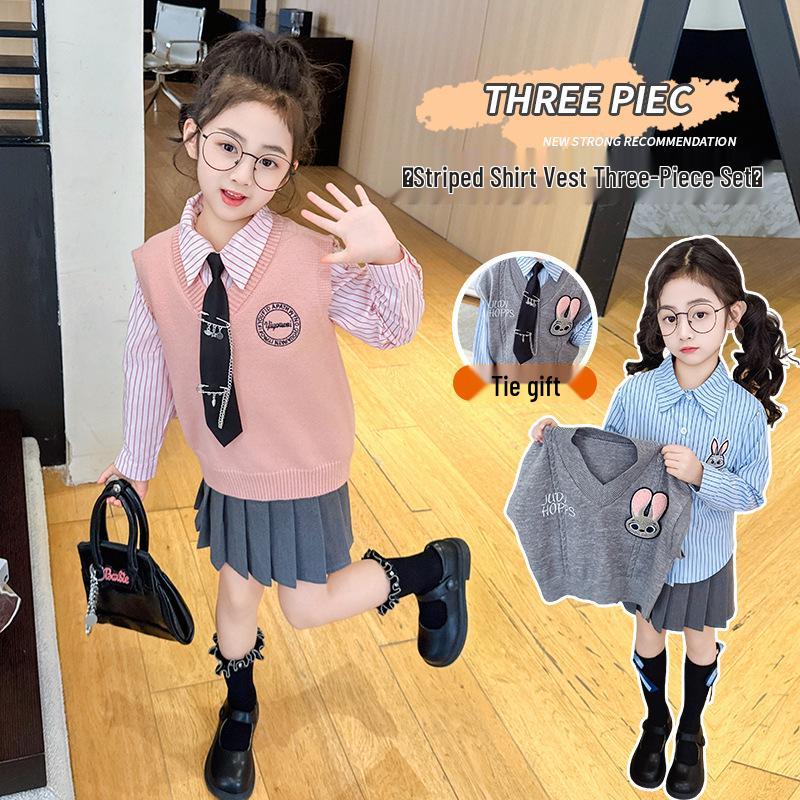 Girls' Academy Rabbit Police Officer JK Uniform Set: Vest, Pleated Skirt & Judy Shirt