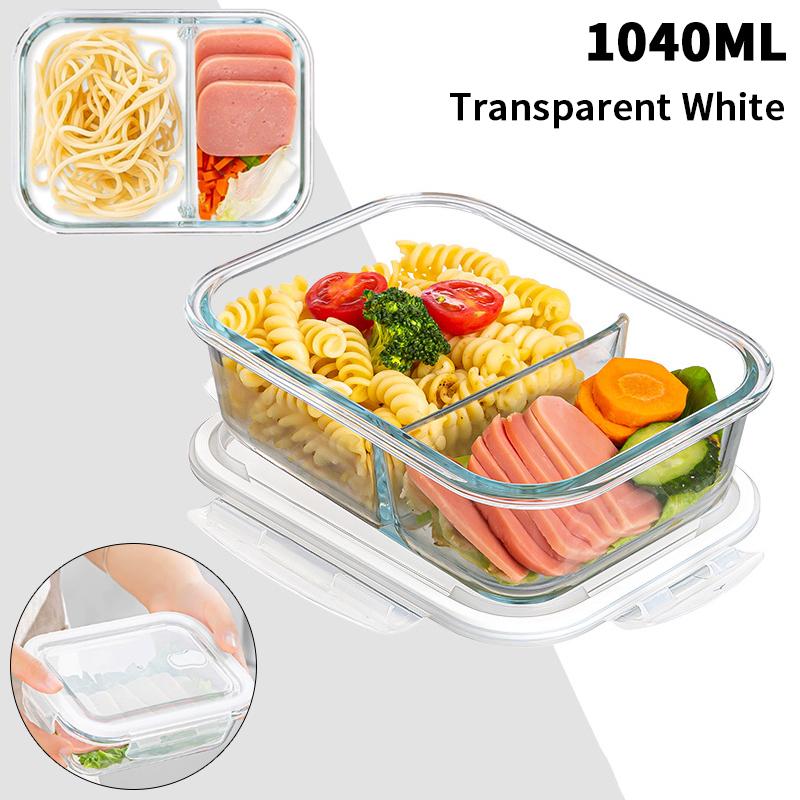 1/2/3 Fack Förtjockad Läckagesäker Mikrovågsugnssäker Matlåda Hög Borosilikatglas Bento-låda Med Lock Lufttäta Matlådor