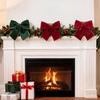 Handmade Red Velvet Christmas Bow Ornaments for Party Décor
