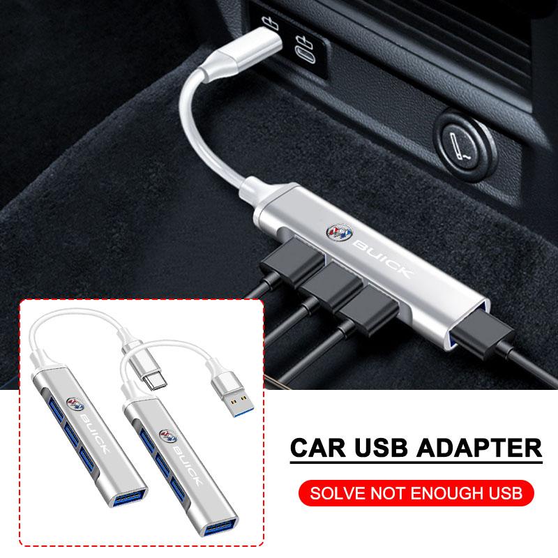 1Pc Type-C Turn USB Adapter Multi Port Distributor Hub Car Goods For Buick Regal GS GL6 GL8 Avenir Lacrosse Riviera Envision Lesabre Velite