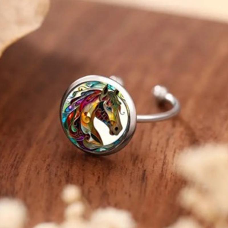 Fashion Creative Horse Pattern Ring Buckle For Women Wedding Jewelry Accessries Gift