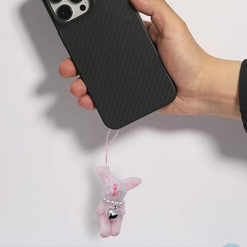 Key Holder for Students Heart Rabbit Keyring Phone Lanyard Mobile Phone Strap