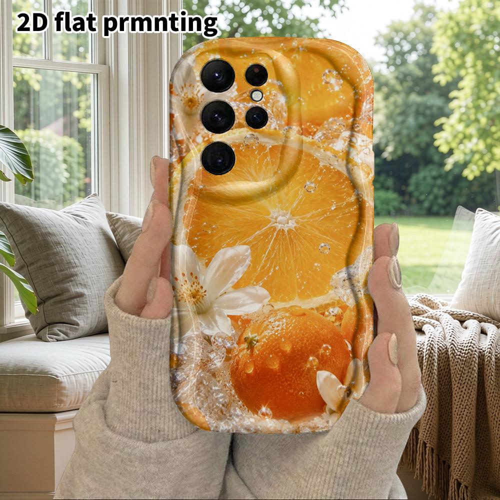 Phone Case: 2D Flat Samsung Galaxy A34 A35 M05 M06 S20 S22 S21 FE Plus 5G Protective Case, Couples Style, Frosted Orange Flower Fruit, Christmas and H