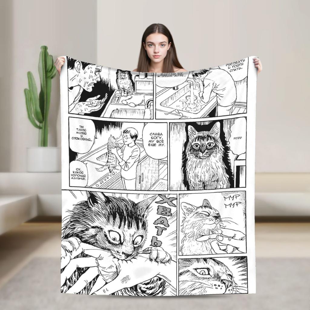 Tomie Junji Ito Blanket  Soft Fashion Plush Throw Blanket For Couch Chair Sofa Bed Travel Flannel Bedspread Bed Cover
