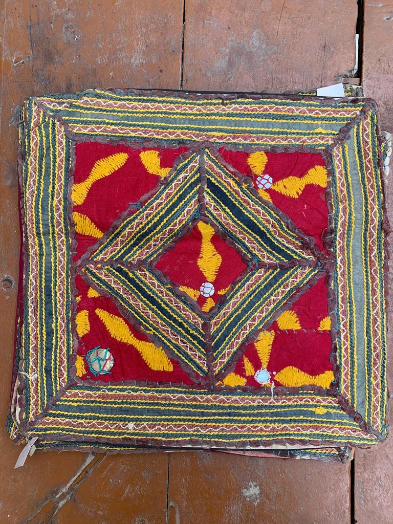 Hand Embroidered Cotton Pillow Cover: Bohemian Decorative Cushion 40